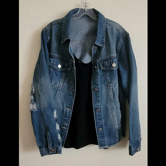 ROSKIKI Womens Boyfriend Washed Denim Jean Coat - Picture 3 of 4